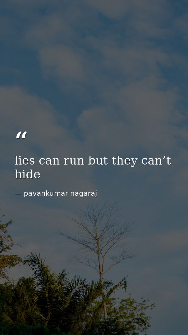 lies can run but they can’t hide — pavankumar nagaraj