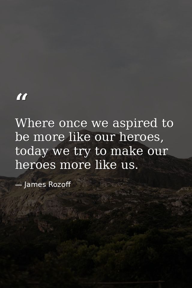 Where once we aspired to be more like our heroes, today we try to make our heroes more like us. — James Rozoff