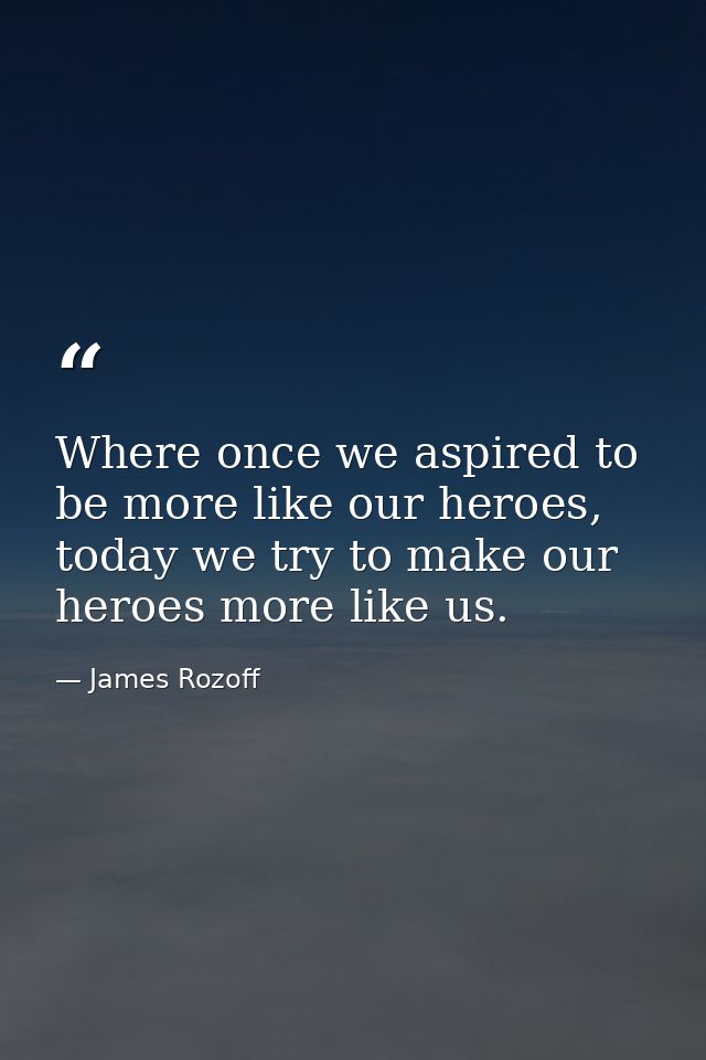 Where once we aspired to be more like our heroes, today we try to make our heroes more like us. — James Rozoff