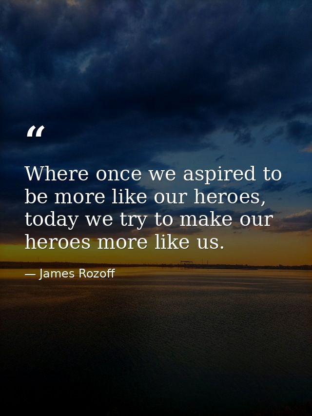 Where once we aspired to be more like our heroes, today we try to make our heroes more like us. — James Rozoff