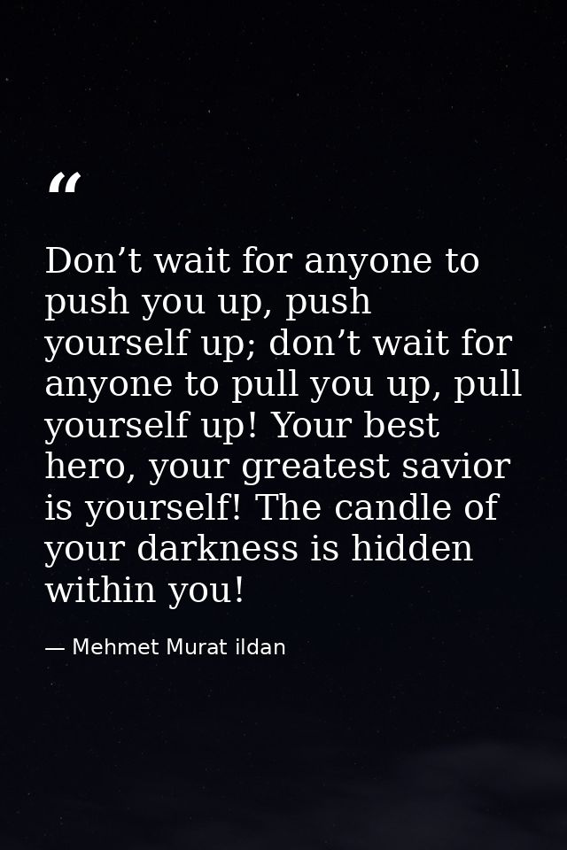 Don’t wait for anyone to push you up, push yourself up; don’t wait for anyone to pull you up, pull yourself up! Your bes — Mehmet Murat ildan