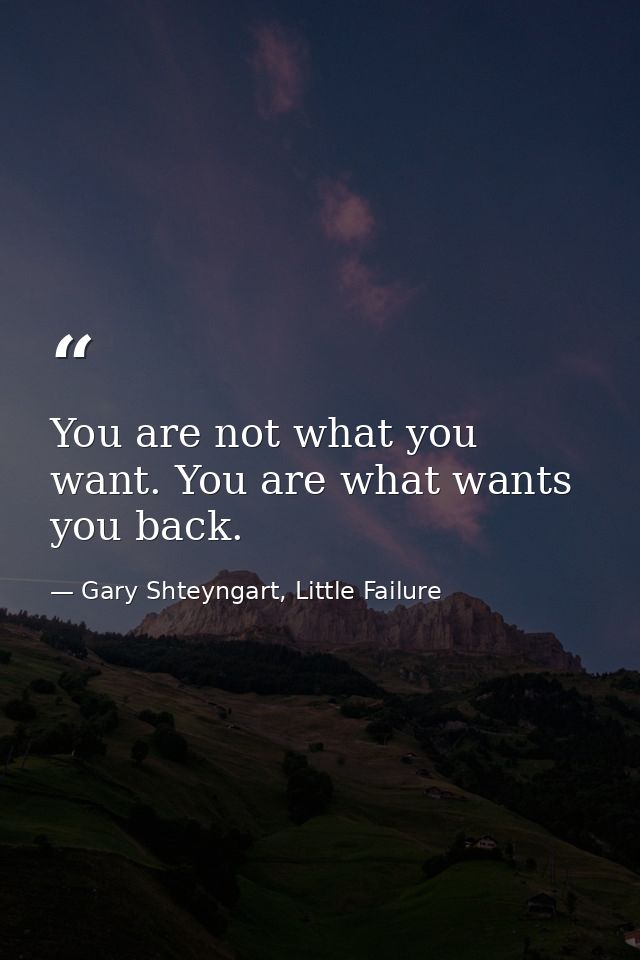 You are not what you want. You are what wants you back. — Gary Shteyngart, Little Failure