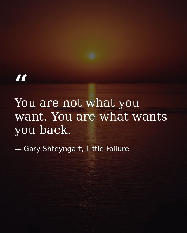 You are not what you want. You are what wants you back. — Gary Shteyngart, Little Failure