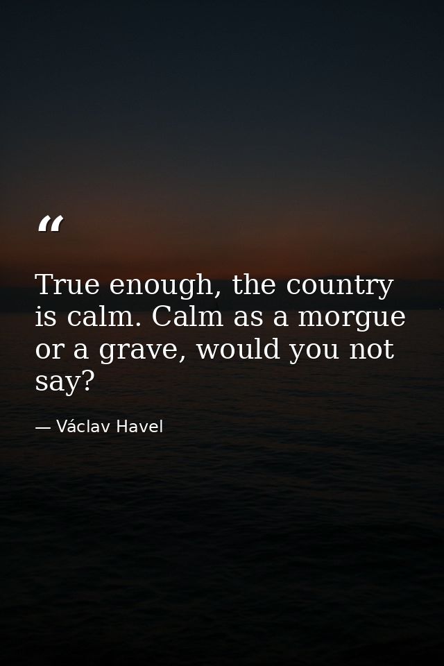 True enough, the country is calm. Calm as a morgue or a grave, would you not say? — Václav Havel