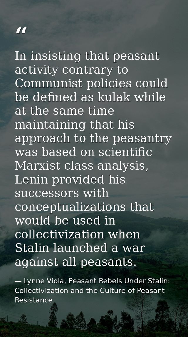 In insisting that peasant activity contrary to Communist policies could be defined as kulak while at the same time maint — Lynne Viola, Peasant Rebels Under Stalin: Collectivization and the Culture of Peasant Resistance