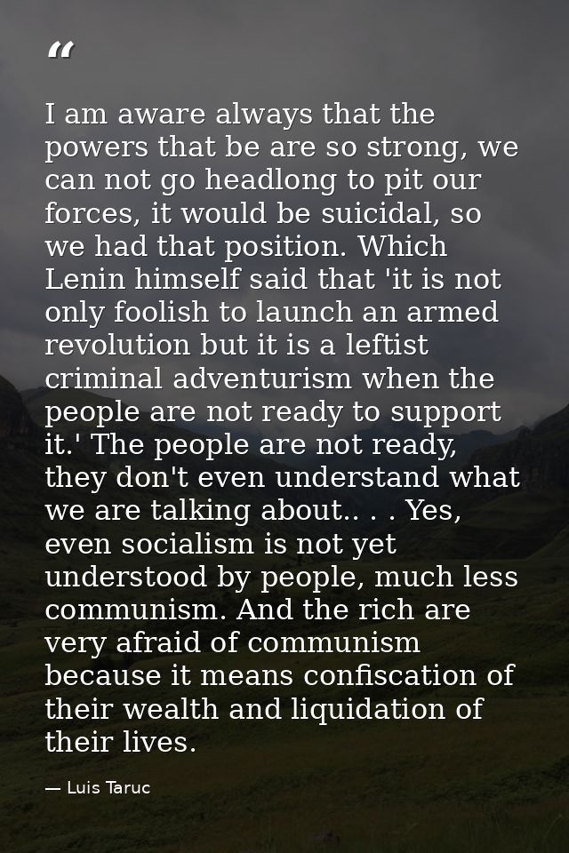 I am aware always that the powers that be are so strong, we can not go headlong to pit our forces, it would be suicidal, — Luis Taruc