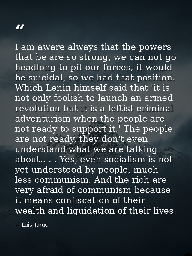 I am aware always that the powers that be are so strong, we can not go headlong to pit our forces, it would be suicidal, — Luis Taruc
