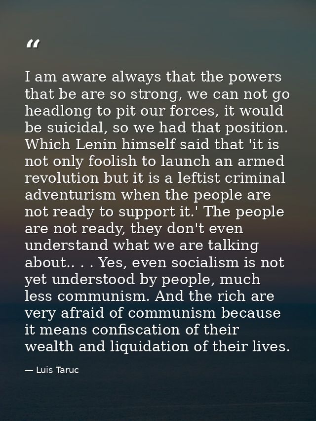 I am aware always that the powers that be are so strong, we can not go headlong to pit our forces, it would be suicidal, — Luis Taruc
