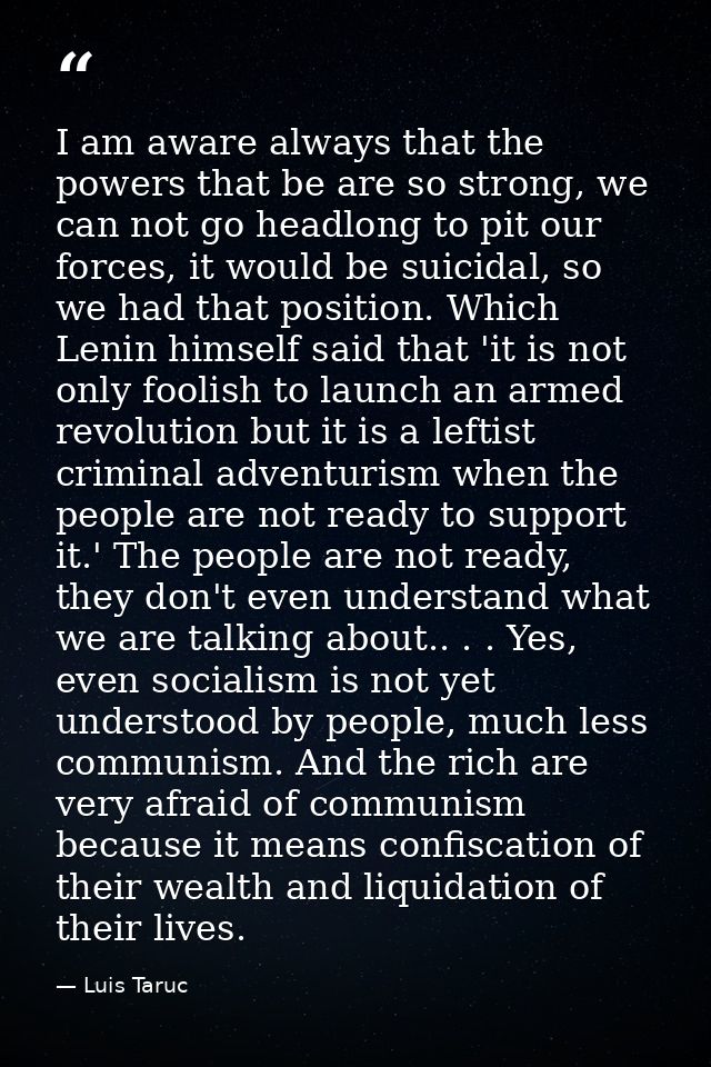 I am aware always that the powers that be are so strong, we can not go headlong to pit our forces, it would be suicidal, — Luis Taruc