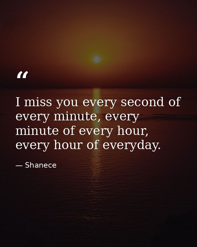 I miss you every second of every minute, every minute of every hour, every hour of everyday. — Shanece