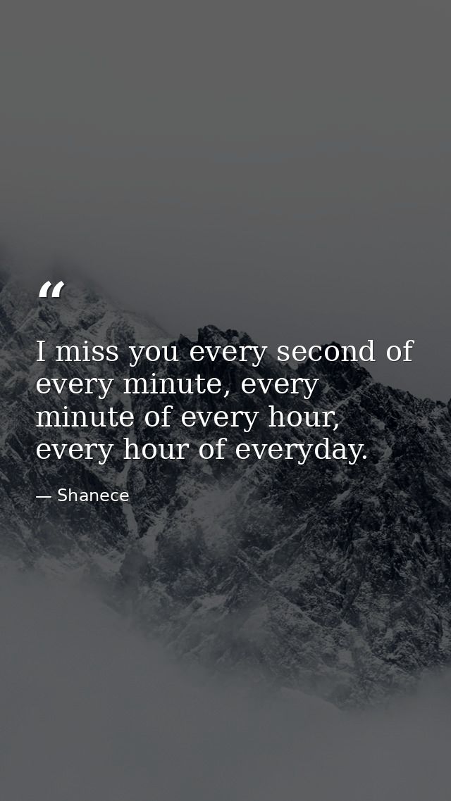 I miss you every second of every minute, every minute of every hour, every hour of everyday. — Shanece