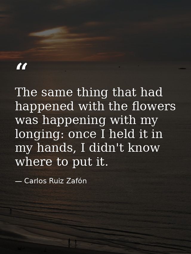 The same thing that had happened with the flowers was happening with my longing: once I held it in my hands, I didn't kn — Carlos Ruiz Zafón