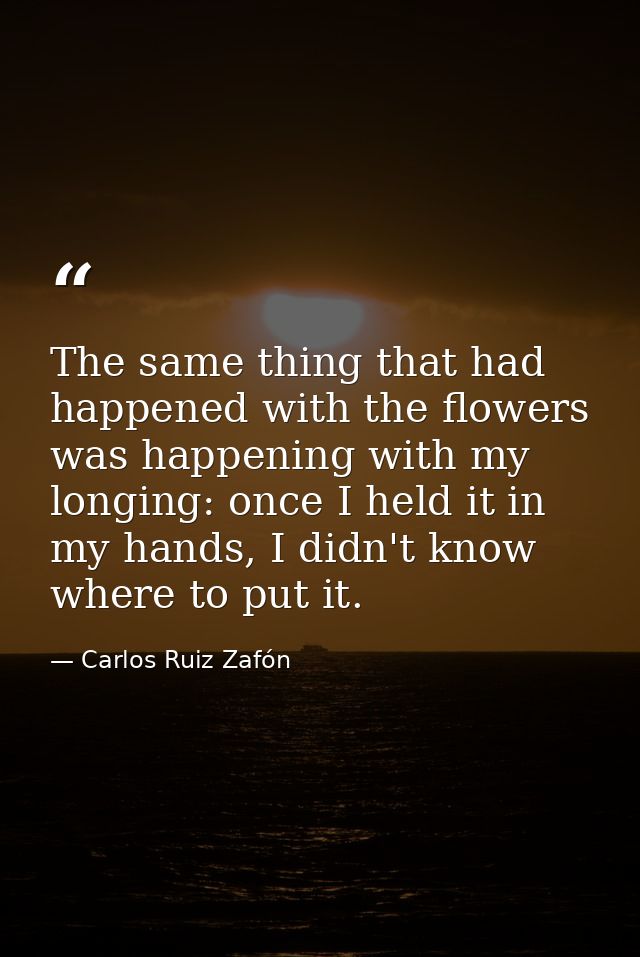 The same thing that had happened with the flowers was happening with my longing: once I held it in my hands, I didn't kn — Carlos Ruiz Zafón