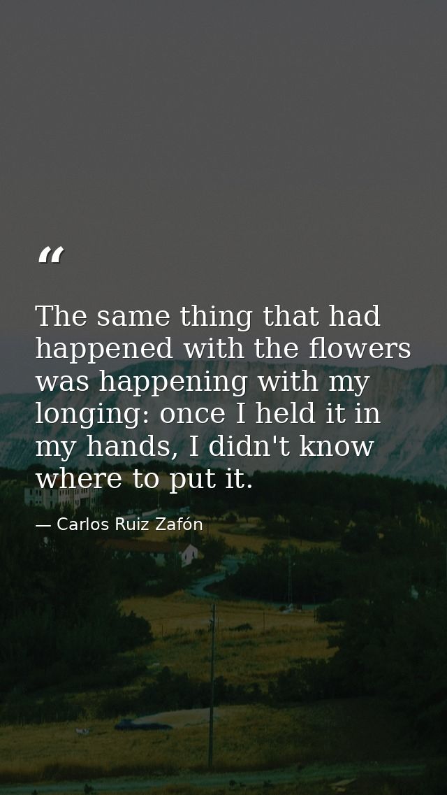 The same thing that had happened with the flowers was happening with my longing: once I held it in my hands, I didn't kn — Carlos Ruiz Zafón