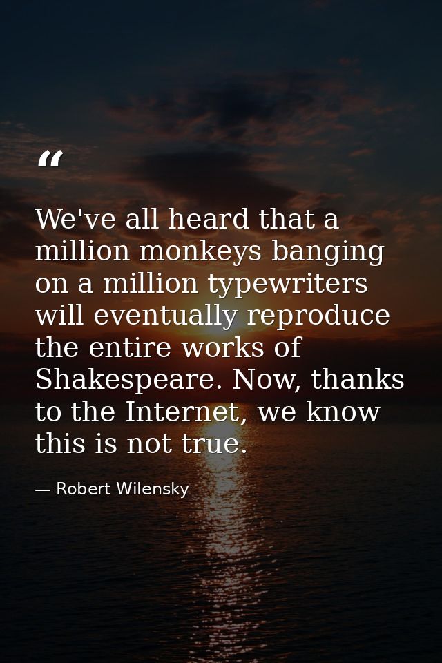 We've all heard that a million monkeys banging on a million typewriters will eventually reproduce the entire works of Sh — Robert Wilensky