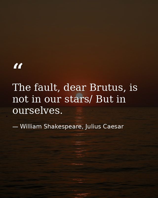 The fault, dear Brutus, is not in our stars/ But in ourselves. — William Shakespeare, Julius Caesar