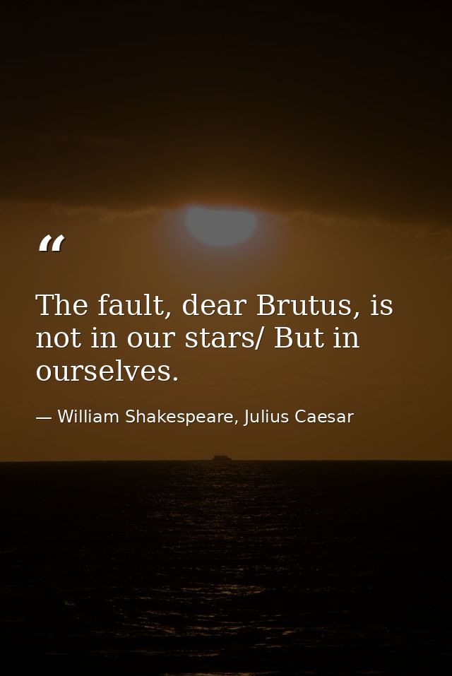 The fault, dear Brutus, is not in our stars/ But in ourselves. — William Shakespeare, Julius Caesar