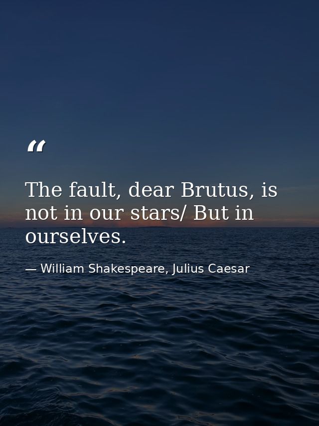 The fault, dear Brutus, is not in our stars/ But in ourselves. — William Shakespeare, Julius Caesar