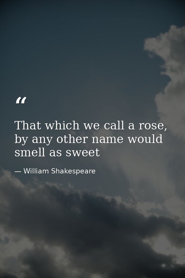 That which we call a rose, by any other name would smell as sweet — William Shakespeare