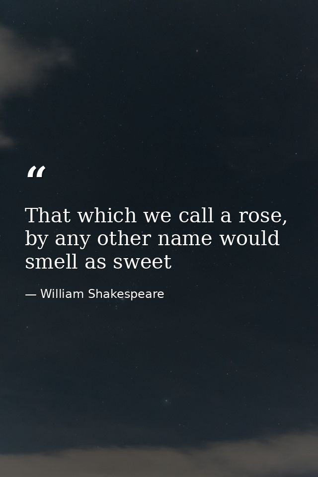 That which we call a rose, by any other name would smell as sweet — William Shakespeare