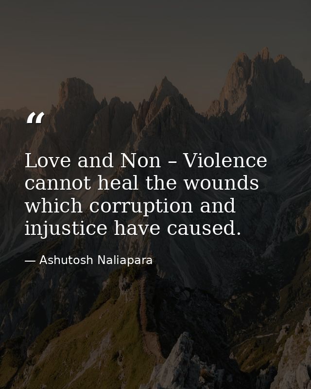 Love and Non – Violence cannot heal the wounds which corruption and injustice have caused. — Ashutosh Naliapara