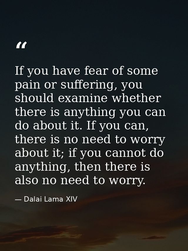 If you have fear of some pain or suffering, you should examine whether there is anything you can do about it. If you can — Dalai Lama XIV