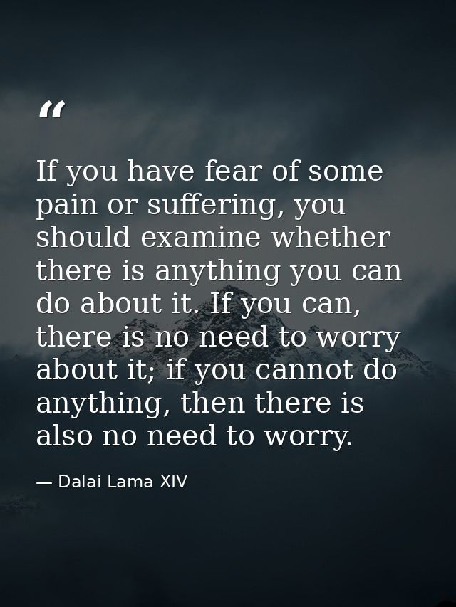 If you have fear of some pain or suffering, you should examine whether there is anything you can do about it. If you can — Dalai Lama XIV