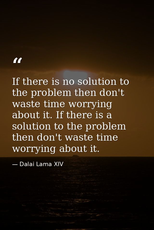 If there is no solution to the problem then don't waste time worrying about it. If there is a solution to the problem th — Dalai Lama XIV