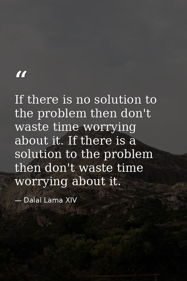 If there is no solution to the problem then don't waste time worrying about it. If there is a solution to the problem th — Dalai Lama XIV