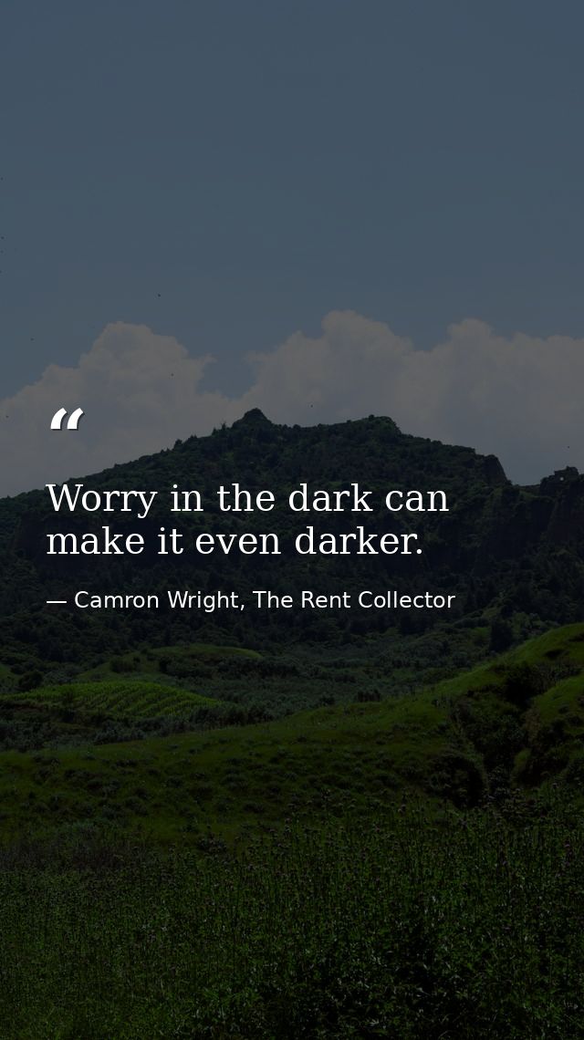 Worry in the dark can make it even darker. — Camron Wright, The Rent Collector