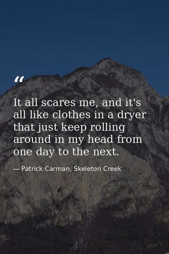 It all scares me, and it's all like clothes in a dryer that just keep rolling around in my head from one day to the next — Patrick Carman, Skeleton Creek