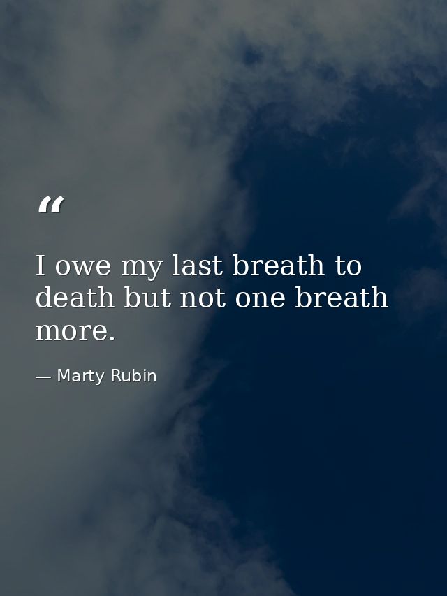 I owe my last breath to death but not one breath more. — Marty Rubin