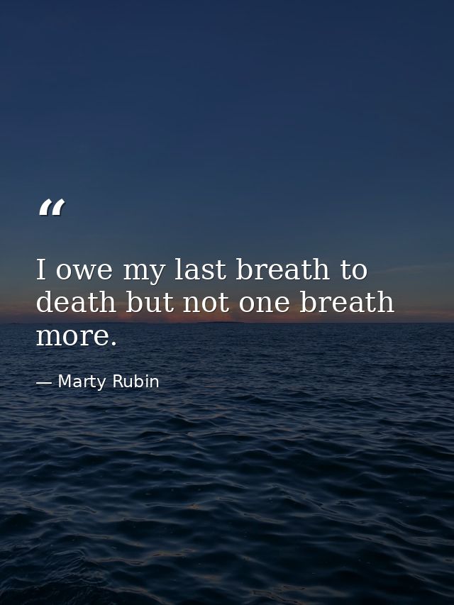 I owe my last breath to death but not one breath more. — Marty Rubin