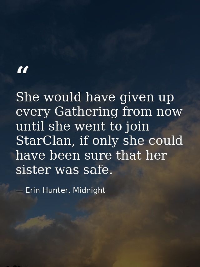 She would have given up every Gathering from now until she went to join StarClan, if only she could have been sure that  — Erin Hunter, Midnight