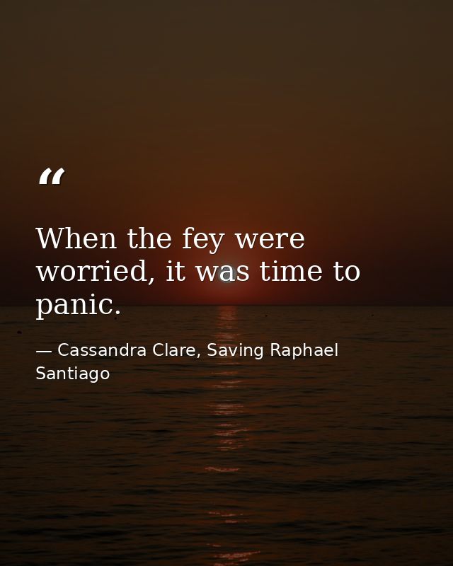When the fey were worried, it was time to panic. — Cassandra Clare, Saving Raphael Santiago