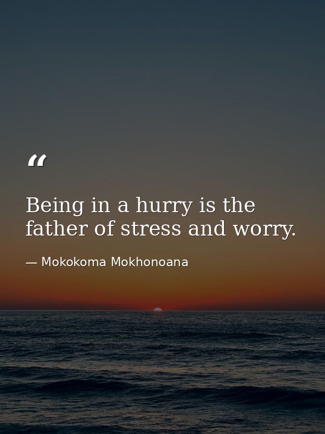 Being in a hurry is the father of stress and worry. — Mokokoma Mokhonoana