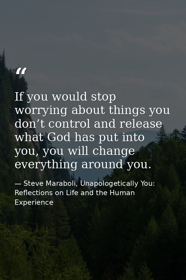 If you would stop worrying about things you don’t control and release what God has put into you, you will change everyth — Steve Maraboli, Unapologetically You: Reflections on Life and the Human Experience