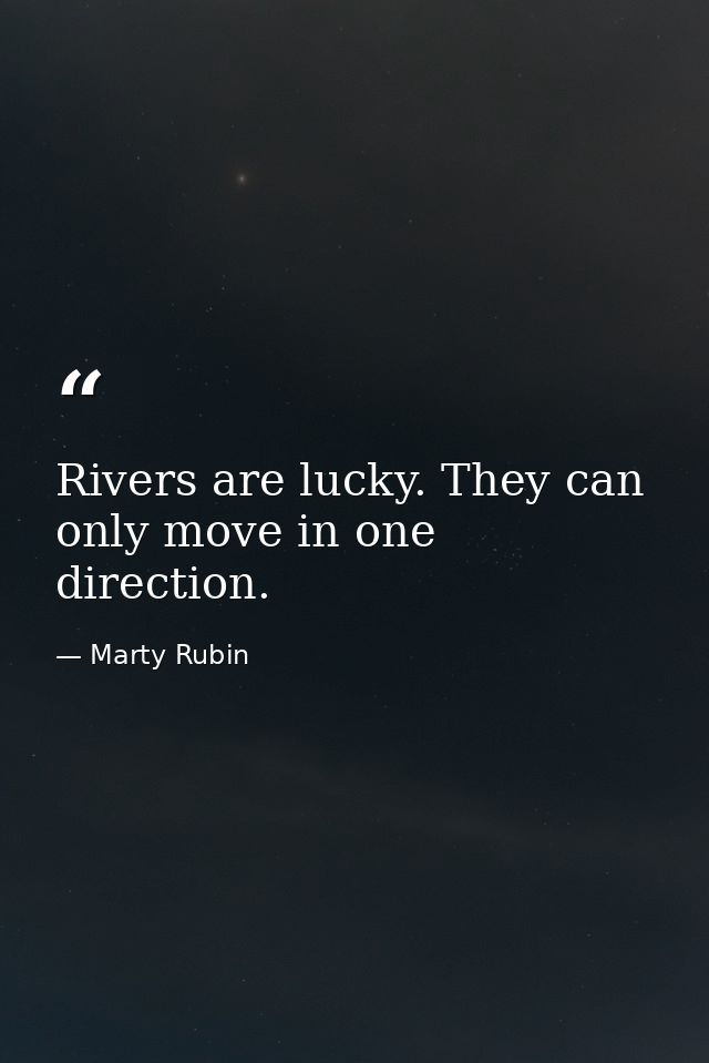 Rivers are lucky. They can only move in one direction. — Marty Rubin