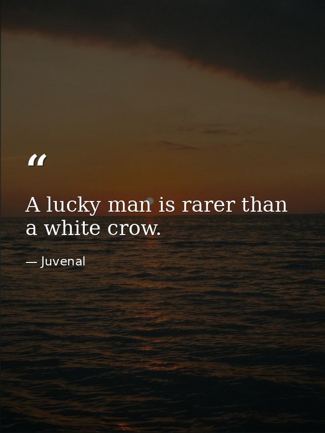 A lucky man is rarer than a white crow. — Juvenal