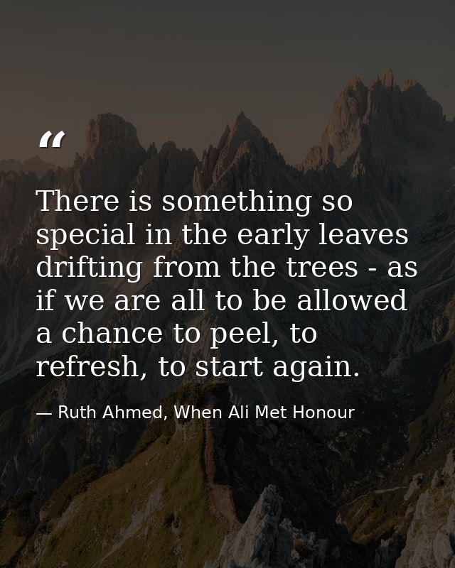 There is something so special in the early leaves drifting from the trees - as if we are all to be allowed a chance to p — Ruth Ahmed, When Ali Met Honour
