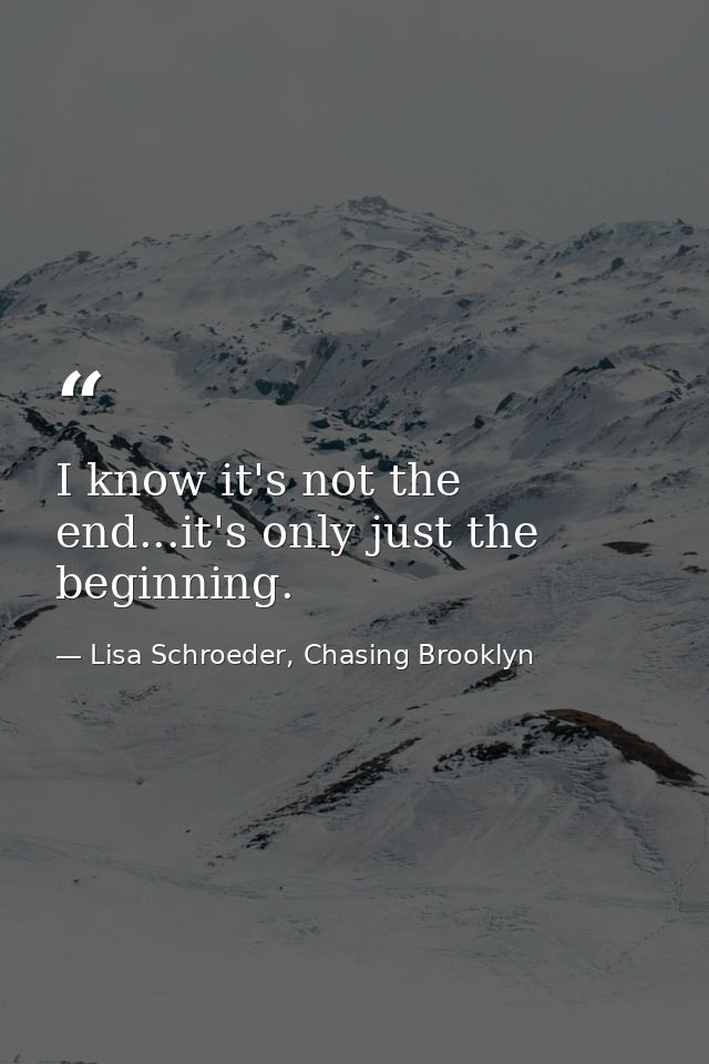 I know it's not the end...it's only just the beginning. — Lisa Schroeder, Chasing Brooklyn