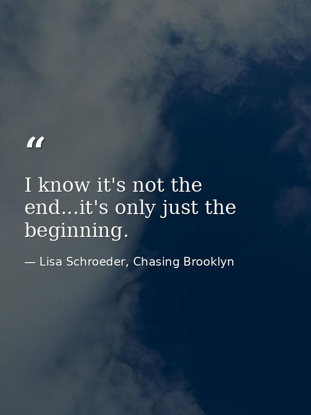 I know it's not the end...it's only just the beginning. — Lisa Schroeder, Chasing Brooklyn