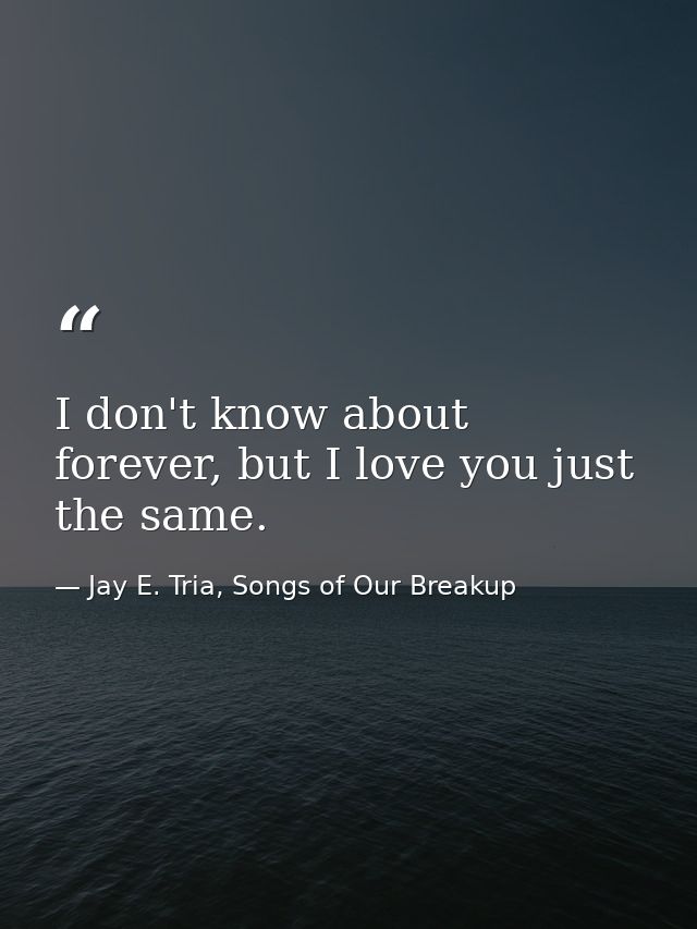I don't know about forever, but I love you just the same. — Jay E. Tria, Songs of Our Breakup