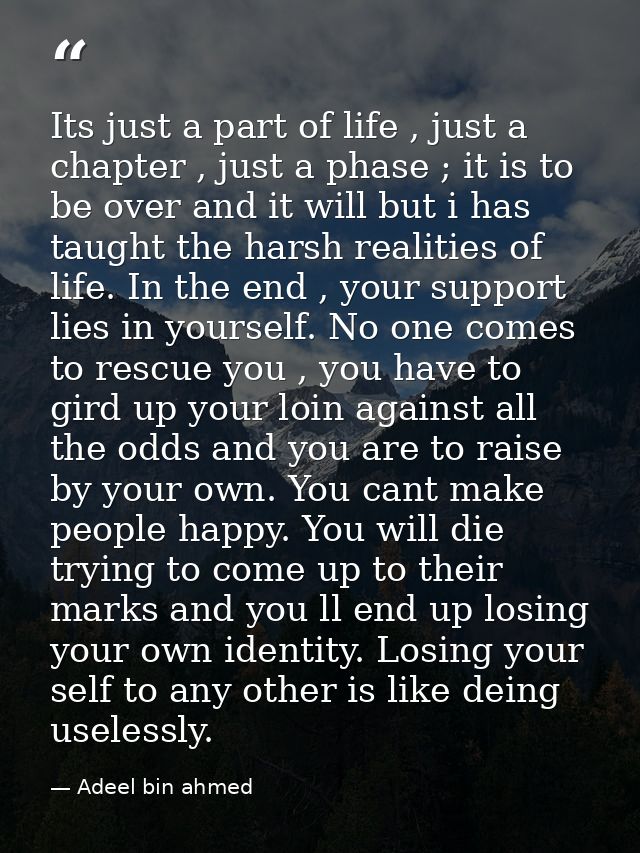 Its just a part of life , just a chapter , just a phase ; it is to be over and it will but i has taught the harsh realit — Adeel bin ahmed