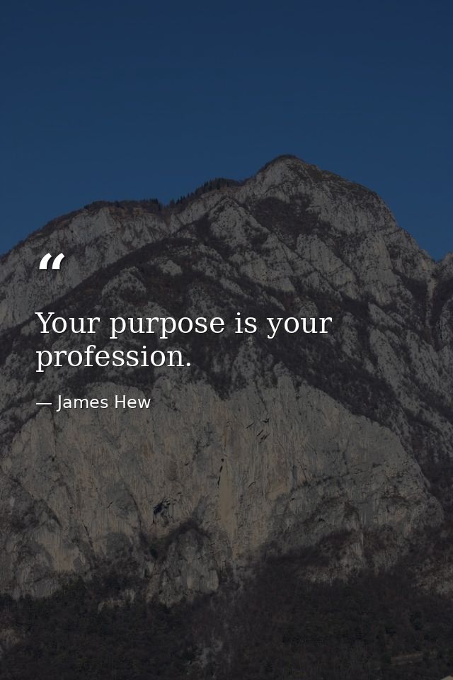 Your purpose is your profession. — James Hew