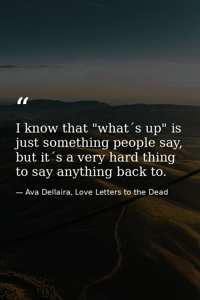 I know that "what´s up" is just something people say, but it´s a very hard thing to say anything back to. — Ava Dellaira, Love Letters to the Dead