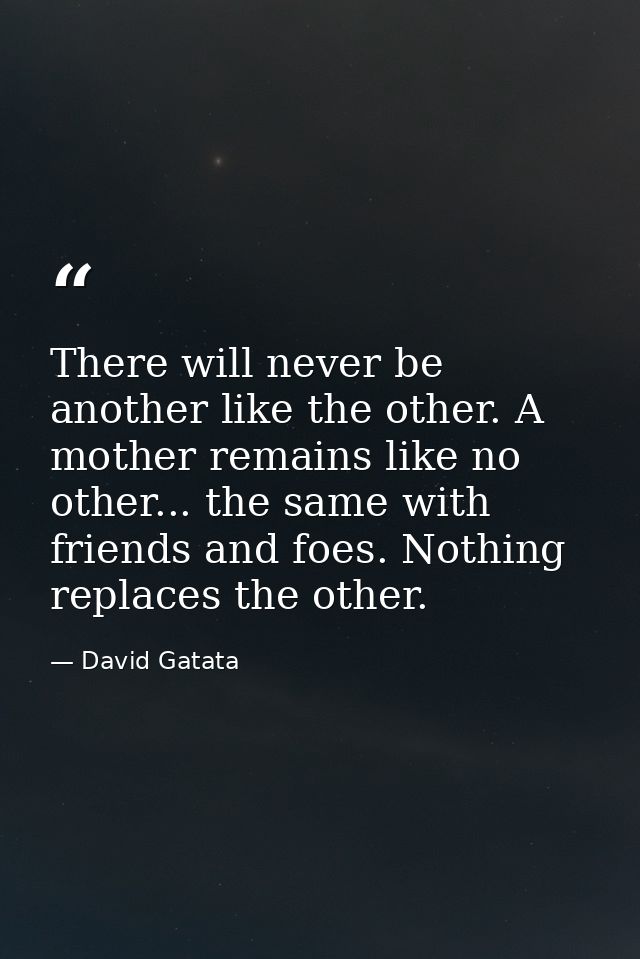 There will never be another like the other. A mother remains like no other... the same with friends and foes. Nothing re — David Gatata