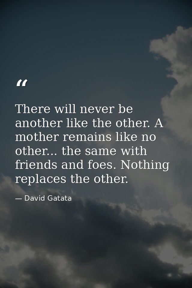 There will never be another like the other. A mother remains like no other... the same with friends and foes. Nothing re — David Gatata
