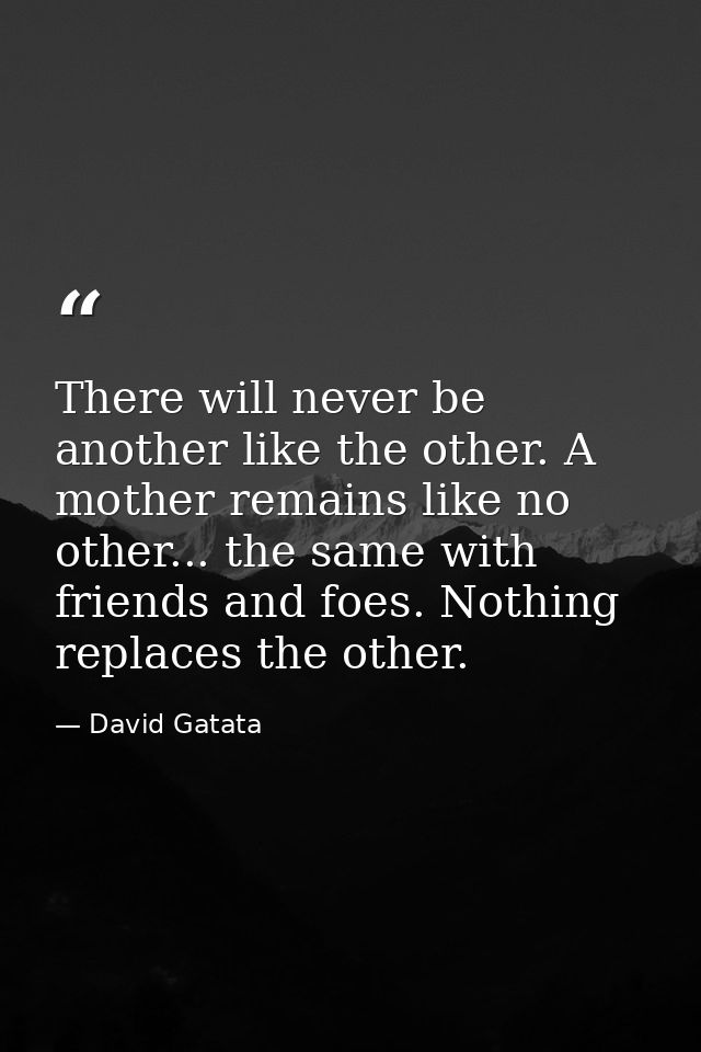 There will never be another like the other. A mother remains like no other... the same with friends and foes. Nothing re — David Gatata