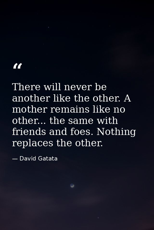 There will never be another like the other. A mother remains like no other... the same with friends and foes. Nothing re — David Gatata